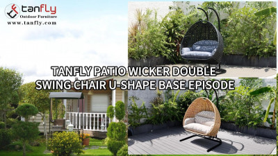 Tanfly Patio Wicker Podwójny fotel huśtawkowy z podstawą w kształcie litery U Odcinek
