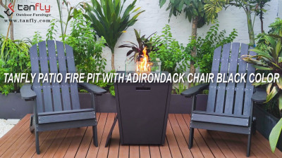 TANFLY Palenisko Patio Z Krzesłem Adirondack Kolor Czarny