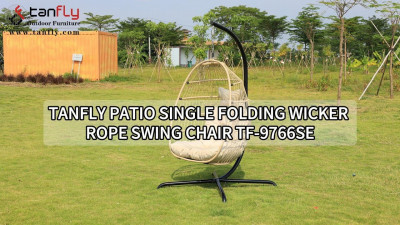 Chaise pivotante simple pliante en corde d'osier pour patio Tanfly TF-9766se