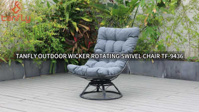 Chaise pivotante d'extérieur en osier Tanfly TF-9436