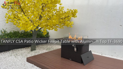 Wiklinowy stół kominkowy TANFLY CSA z aluminiowym blatem TF-3690