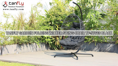 Chaise pivotante pliante en osier Tanfly Garden TF-9766s Noir