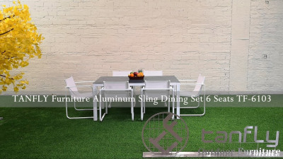 TANFLY Furniture Aluminum Sling Dining Set 6 Seats TF 6103