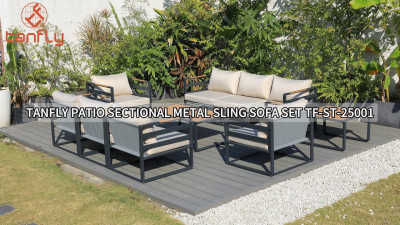 Tanfly Patio Sectional Metal Sling Sofa Sæt TF-ST-25001