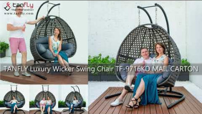 TANFLY Chaise pivotante de luxe en osier avec support TF-9716KD MAIL CARTON