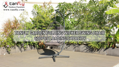 Chaise pivotante pliante en osier Tanfly Garden Capacité de charge de 600 pièces