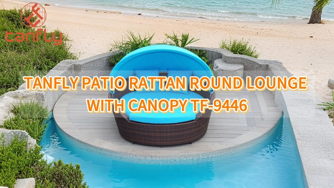 ลานบ้านหวายเทียมทรงกลม Tanfly พร้อมหลังคา TF-9446