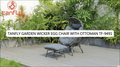 كرسي Tanfly Garden Wicker Egg مع مسند TF-9491