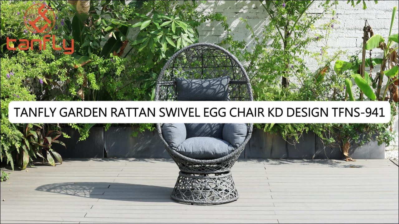 כיסא ביצה מסתובב ראטן לגינה של Tanfly Kd Design TFNS-941