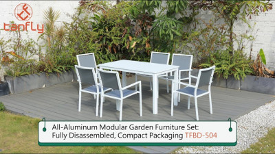 Conjunto de Mobiliário de Jardim Modular Totalmente em Alumínio: Totalmente Desmontado, Embalagem Compacta TFBD-504
