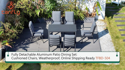 Set da pranzo per patio in alluminio completamente staccabile: sedie, resistente alle intemperie, spedizione online pronta TFBD-504