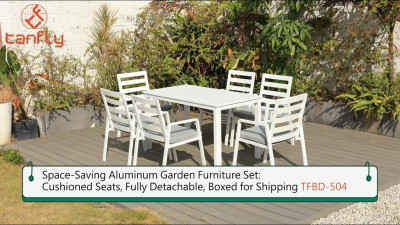 Ensemble de mobilier de jardin en aluminium peu encombrant&nbsp;: sièges rembourrés, emballé pour l’expédition TFBD-504