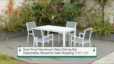Set da pranzo per patio in alluminio antiruggine: staccabile, imballato per una spedizione sicura TFBD-504