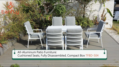 Mobili da giardino interamente in alluminio: sedili imbottiti, completamente smontati, scatola compatta TFBD-504