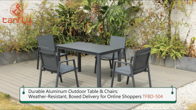 Mesa de alumínio durável para exterior: resistente às intempéries, entrega em caixa para compras online TFBD-504
