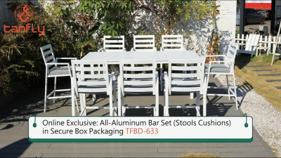 Exclusivo online: Conjunto de bar totalmente em alumínio (banquetas e almofadas) em embalagem segura TFBD-633