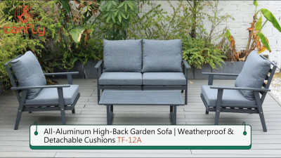 Hagesofa i aluminium med høy rygg, værbestandig og avtakbar pute TF-12A
