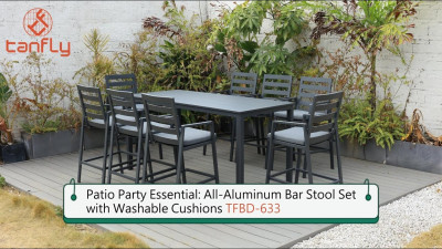 Essencial para festas no pátio: Conjunto de banquetas de bar totalmente em alumínio com almofadas laváveis ​​TFBD-633