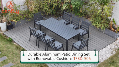 Conjunto de jantar para pátio em alumínio resistente com almofadas removíveis TFBD-506