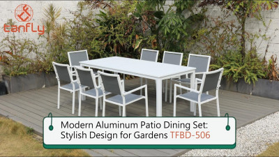 Conjunto de jantar moderno em alumínio para pátio: design elegante para jardins TFBD-506