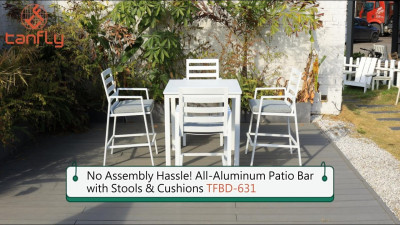Ingen monteringsproblemer! Terrassebar i helaluminium med krakker og puter TFBD-631