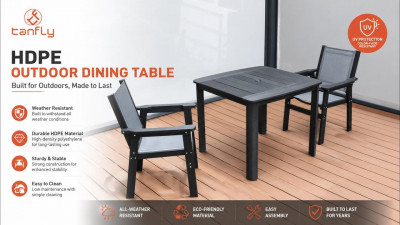 Conjunto de jantar para pátio externo de 3 peças | Conjunto bistrô resistente às intempéries para pátio, jardim e varanda TF-DT36