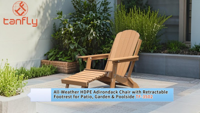 All-Weather HDPE Adirondack Chair with Retractable Footrest for Patio, Garden & Poolside TF-3502